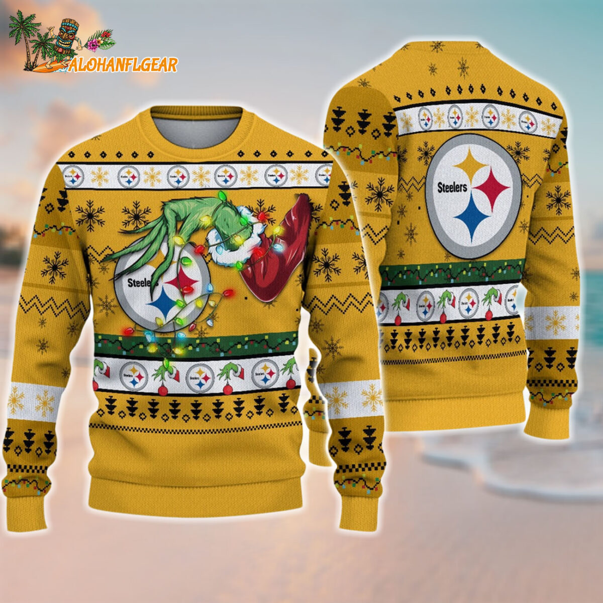 Pittsburgh Steelers Special Grinchs Hand Football Christmas Ugly Sweater