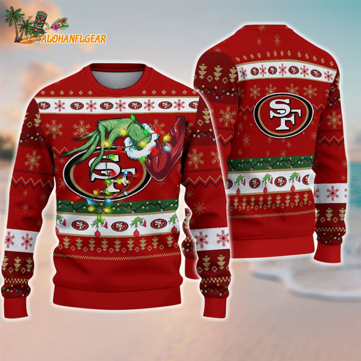 San Francisco 49ers Special Grinchs Hand Football Christmas Ugly Sweater