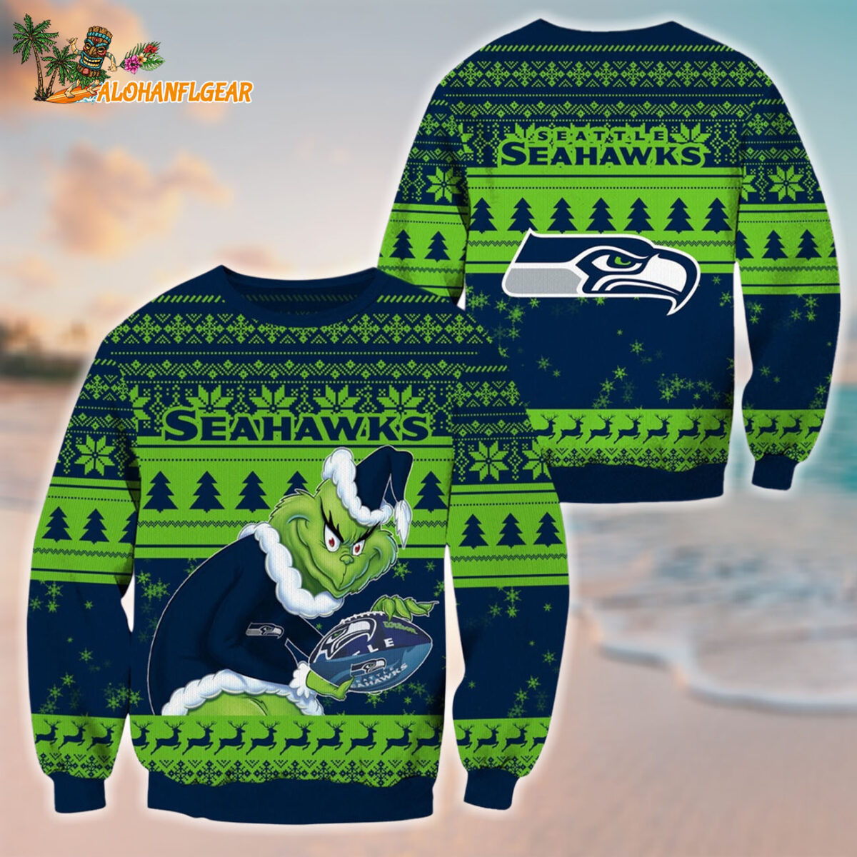 Seattle Seahawks Football Grinch Christmas Ugly Sweater