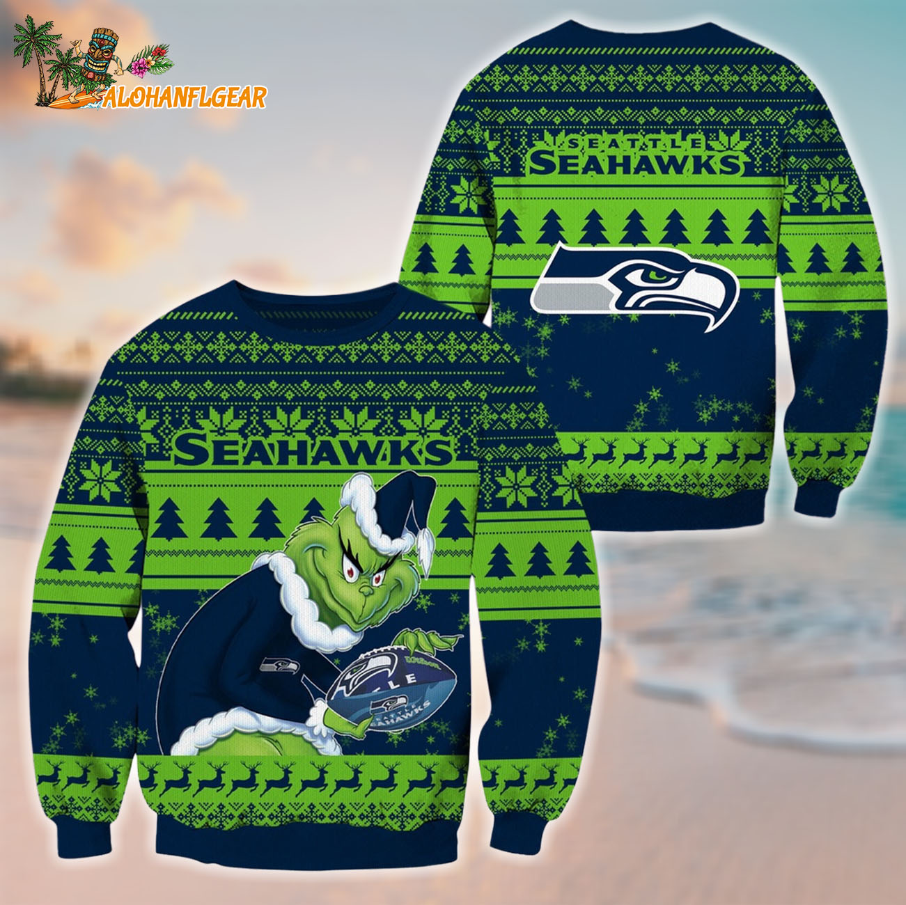 Seattle Seahawks Football Grinch Christmas Ugly Sweater Seattle Seahawks Football Grinch Christmas Ugly Sweater