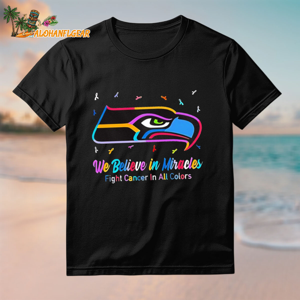 Seattle Seahawks We Believe In Miracles Fight Cancer In All Colors 2025 Logo Shirt