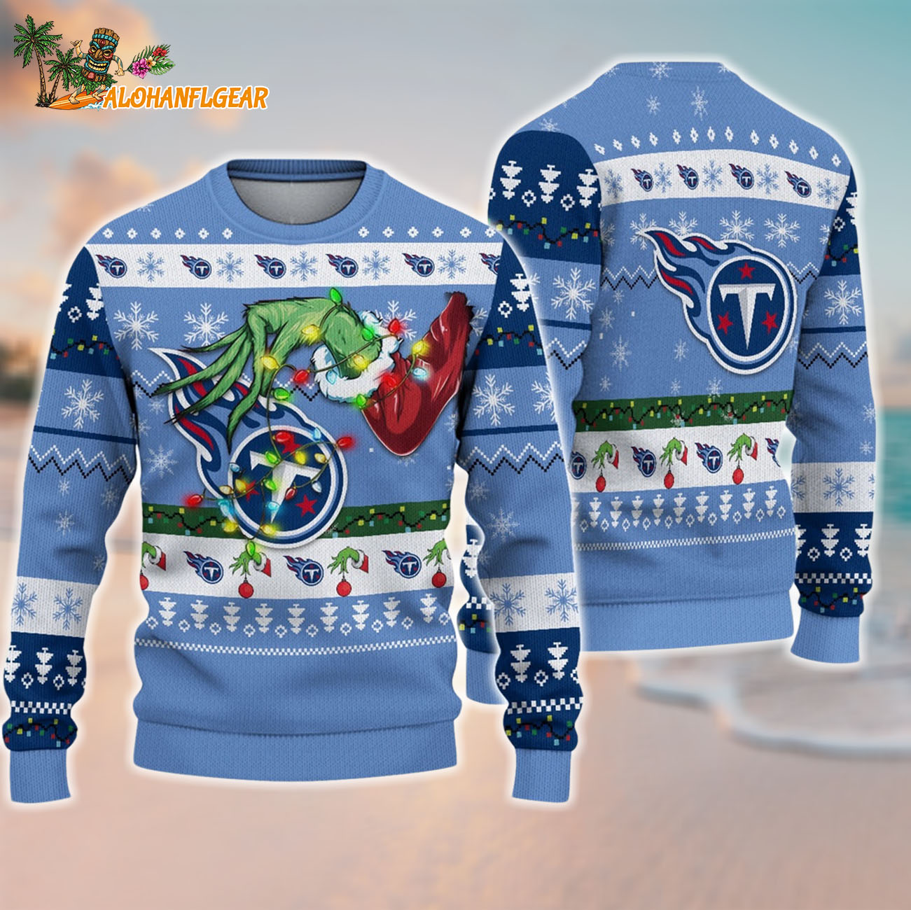 Tennessee Titans Special Grinchs Hand Football Christmas Ugly Sweater Tennessee Titans Special Grinchs Hand Football Christmas Ugly Sweater