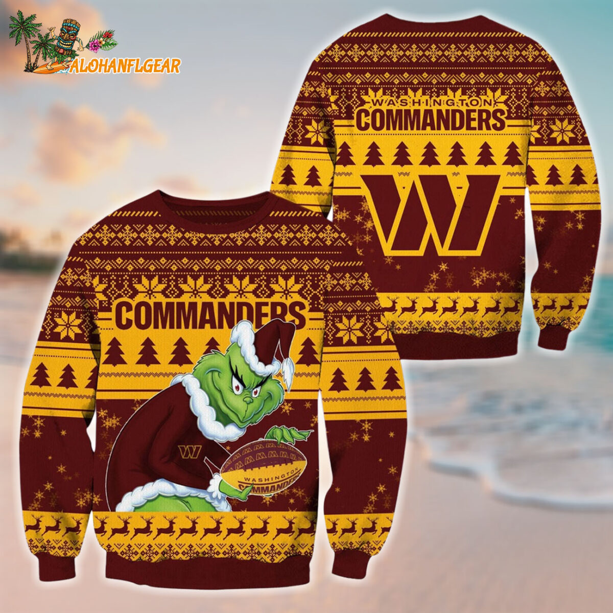 Washington Commanders Football Grinch Christmas Ugly Sweater
