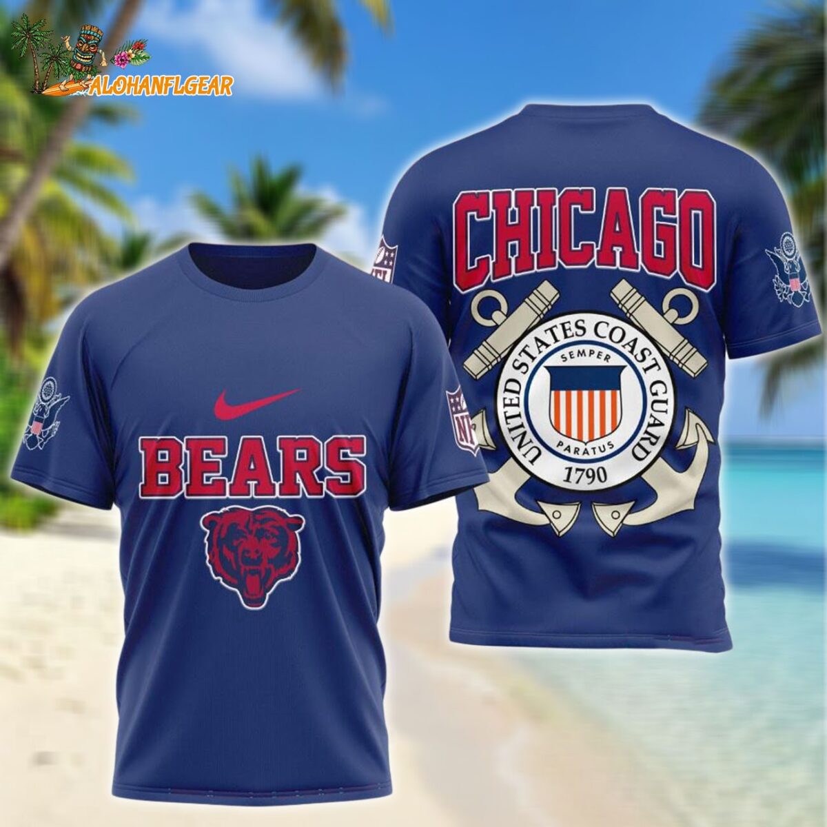 Chicago Bears NFL United States Coast Guard Limited 3D Shirt