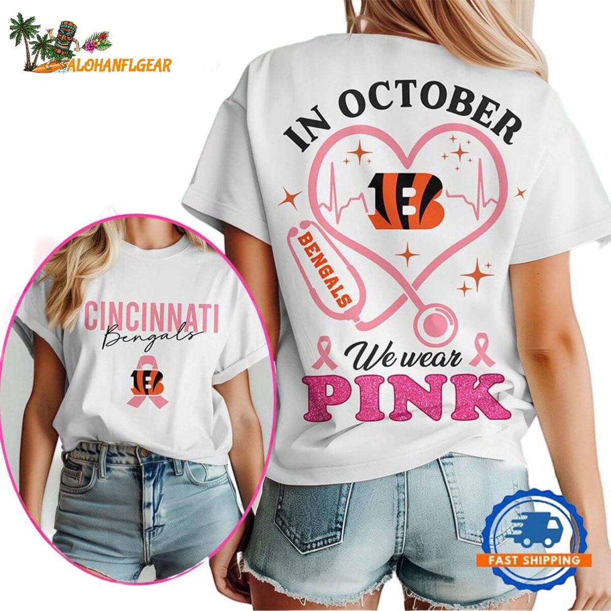 Cincinnati Bengals In October We Wear Pink Vintage T Shirt