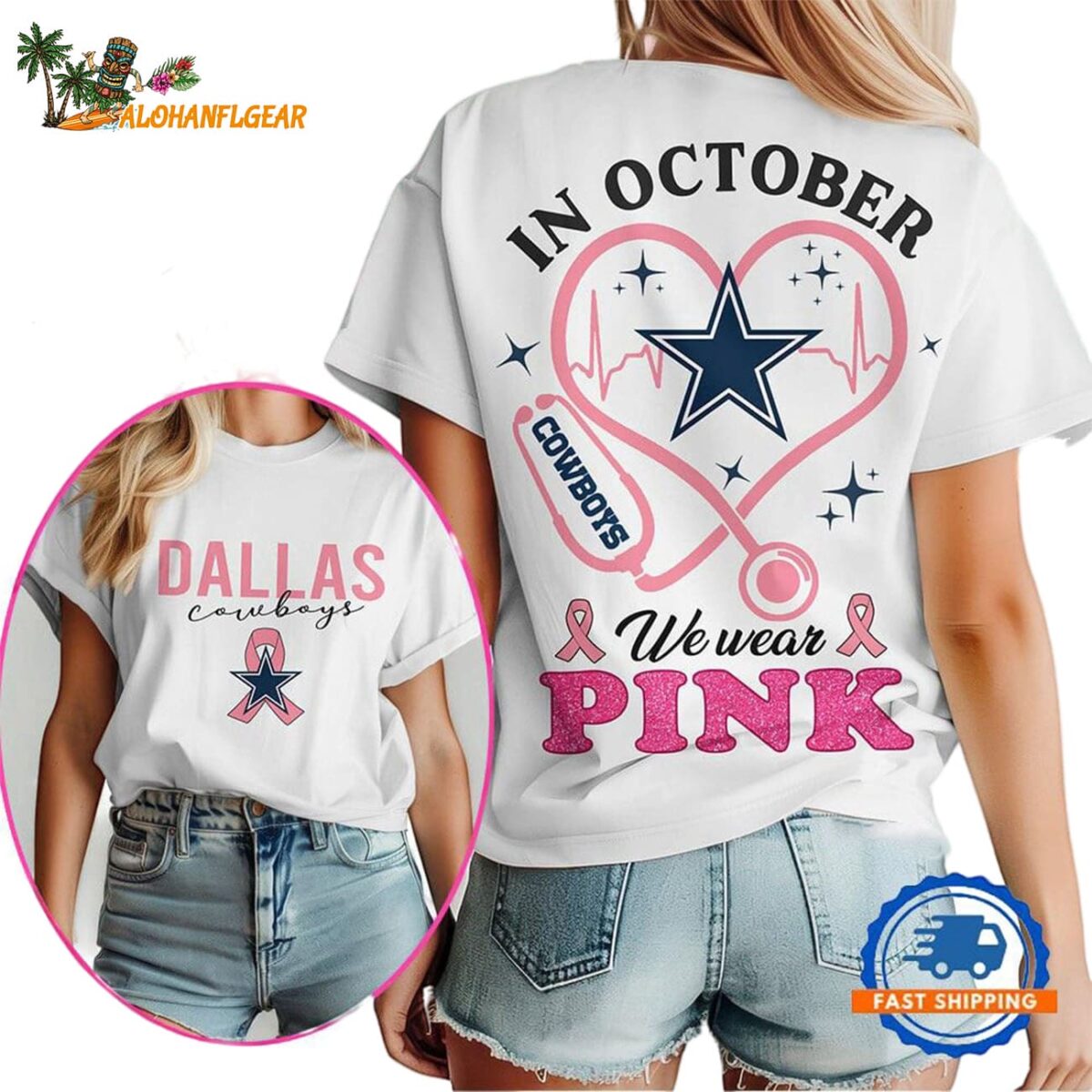 Dallas Cowboys In October We Wear Pink Vintage T Shirt