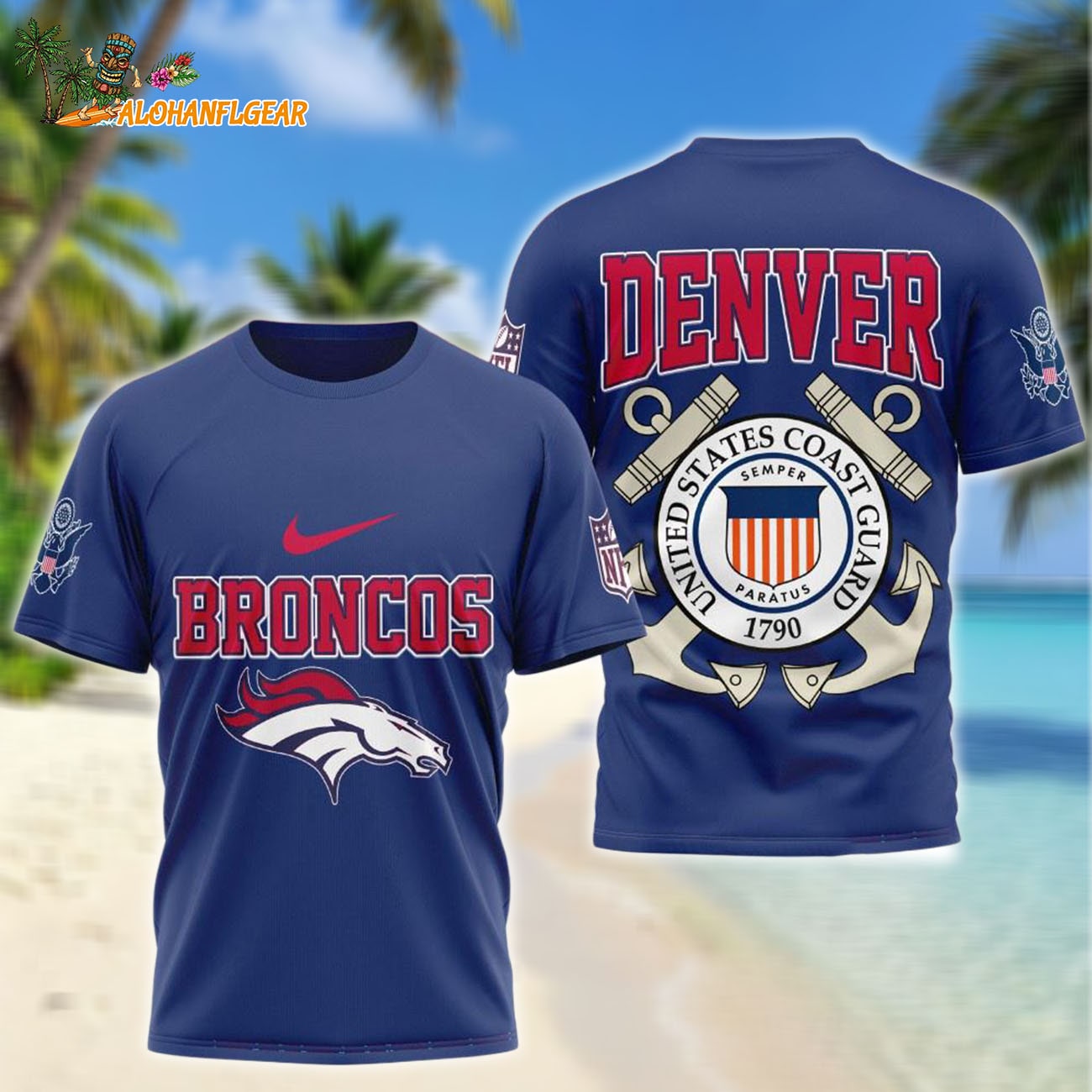 Denver Broncos United States Coast Guard Limited 3D Shirt Denver Broncos United States Coast Guard Limited 3D Shirt