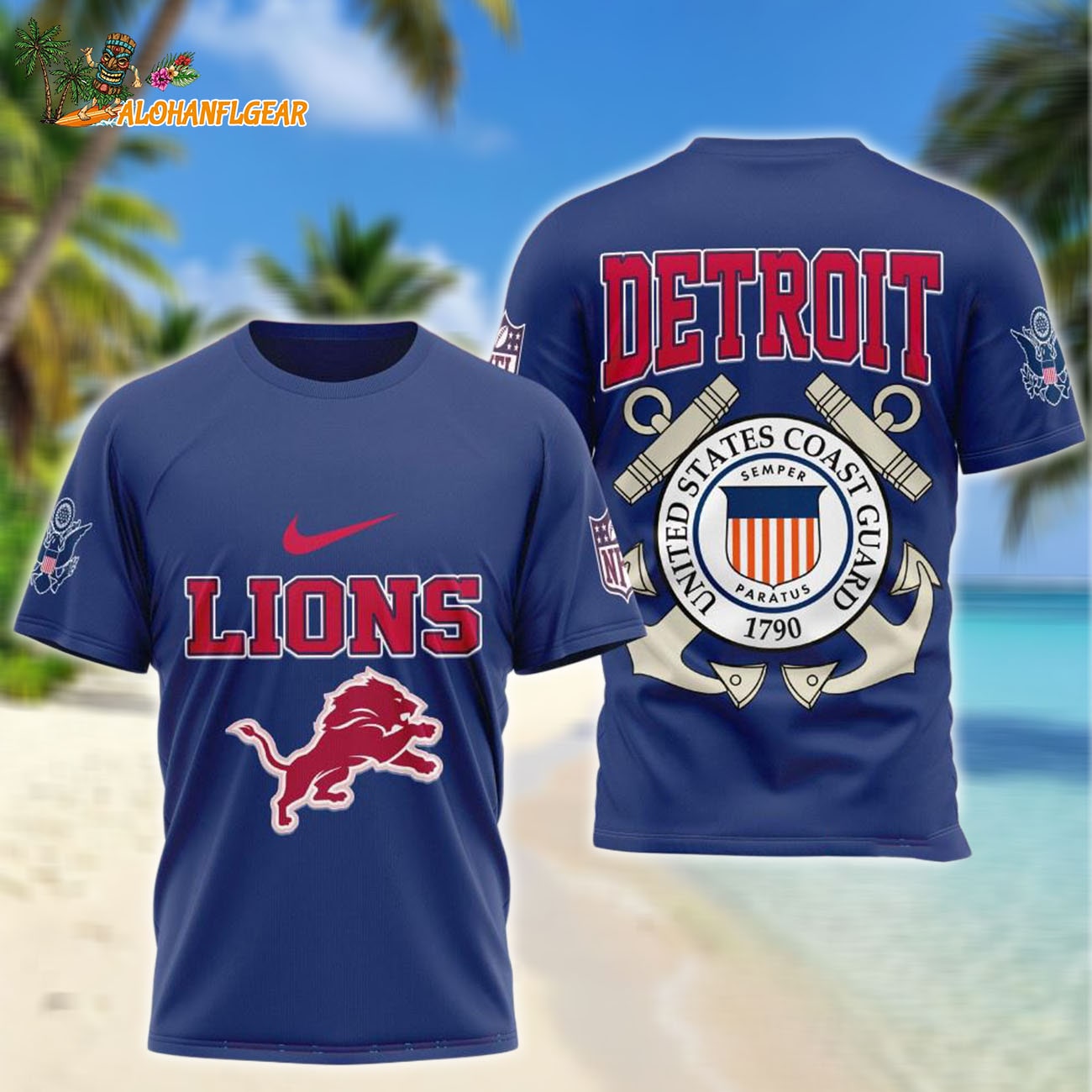 Detroit Lions United States Coast Guard Limited 3D Shirt Detroit Lions United States Coast Guard Limited 3D Shirt