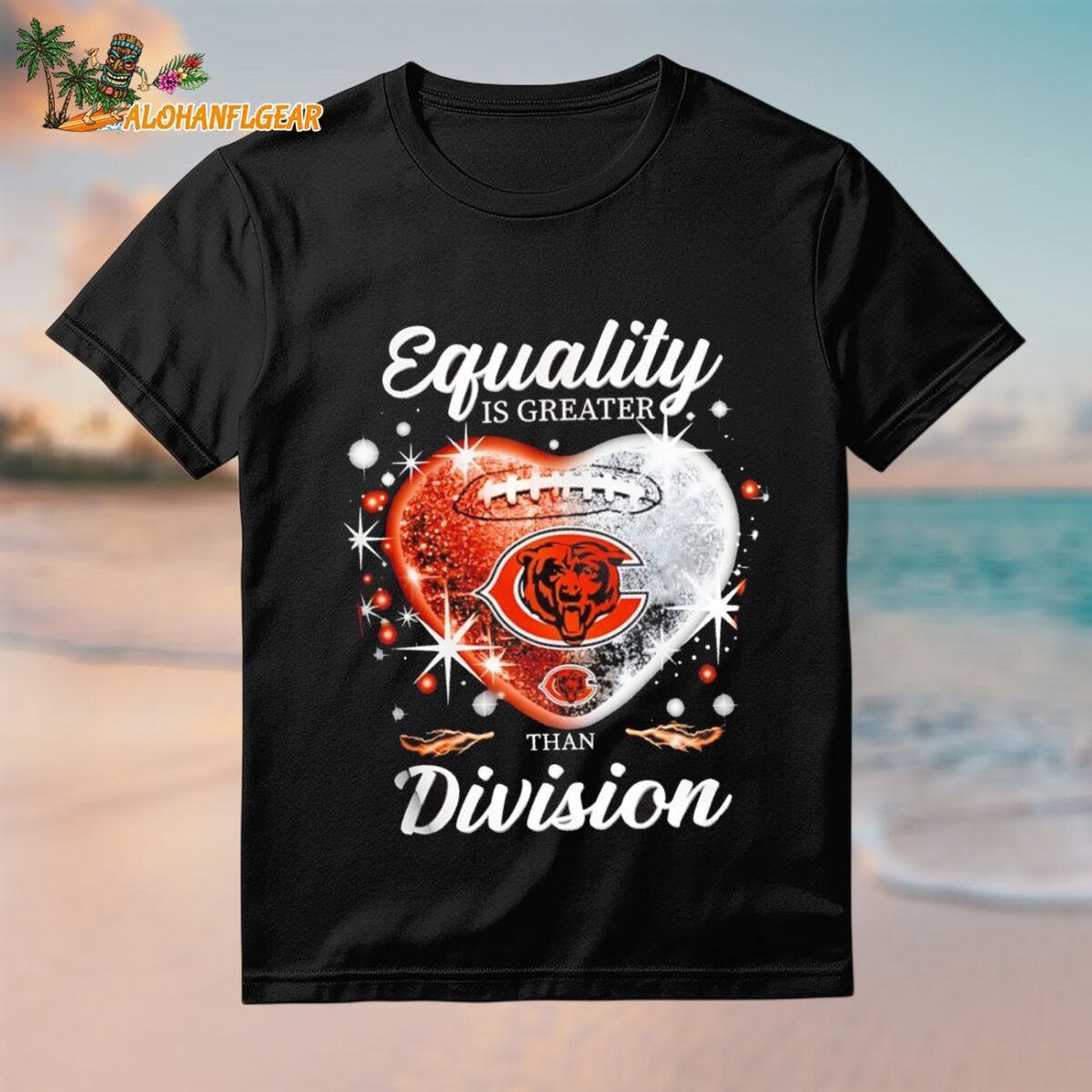Equality Is Greater Women's Chicago Bears Than Division Heart 2025 Shirt