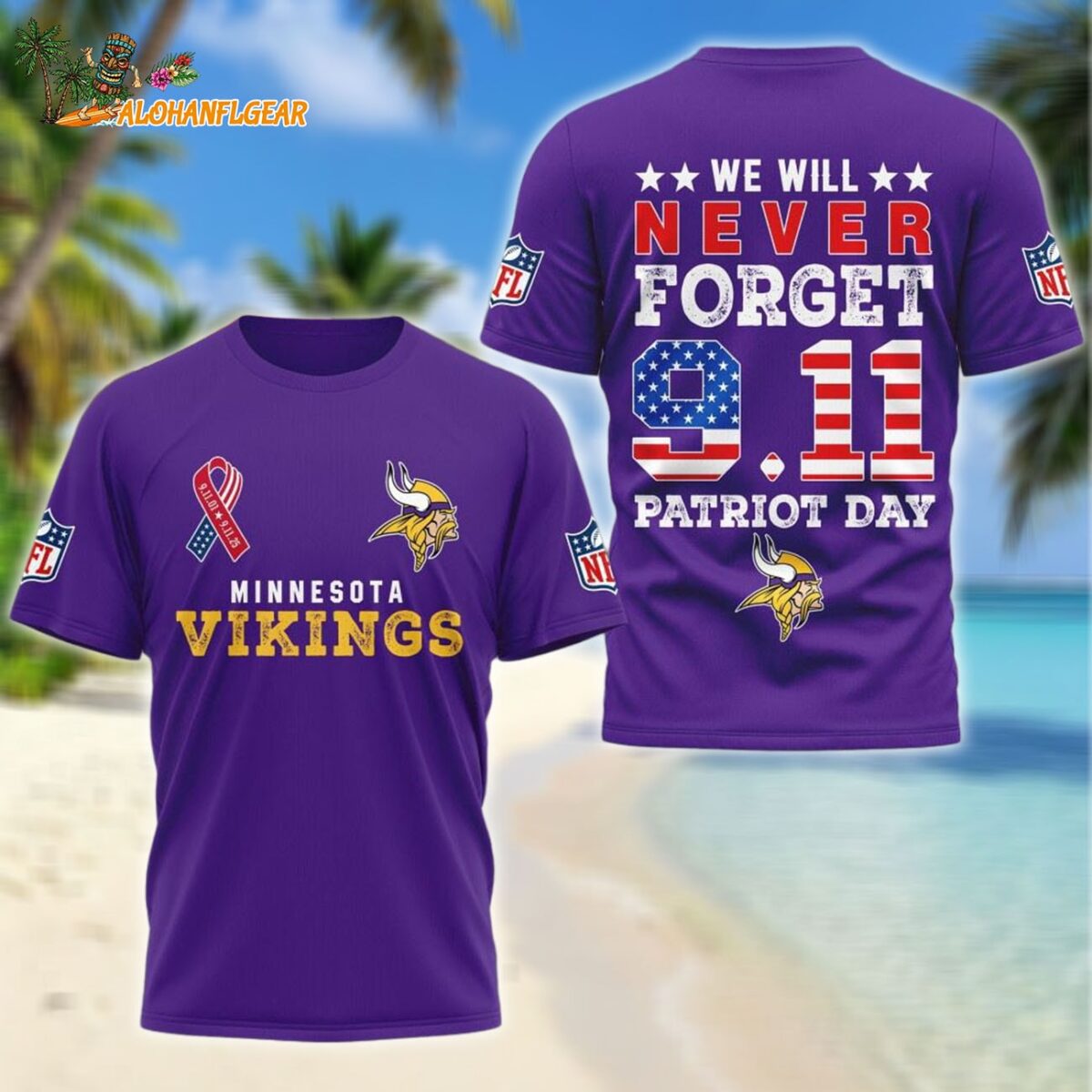 Minnesota Vikings We Will Never Forget 9 11 Patriot Day 2025 Unisex 3D Shirt