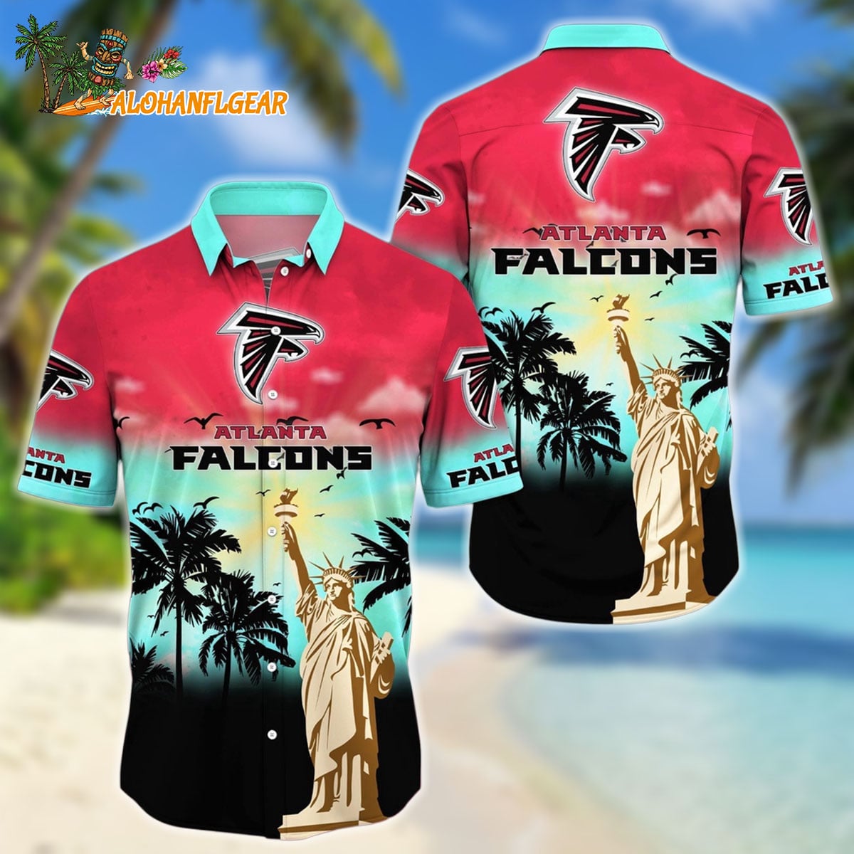 NFL Atlanta Falcons Hawaii Shirt Statue Of Liberty Aloha Shirt