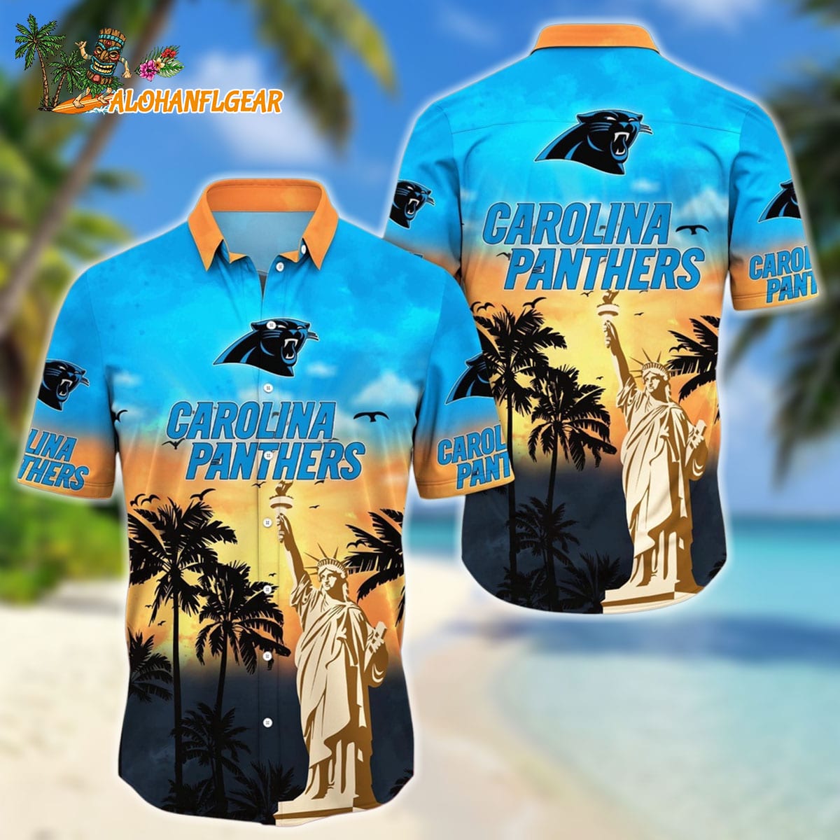 NFL Carolina Panthers Hawaii Shirt Statue Of Liberty Aloha Shirt