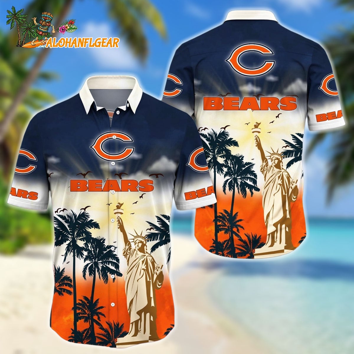 NFL Chicago Bears Hawaii Shirt Statue Of Liberty Aloha Shirt