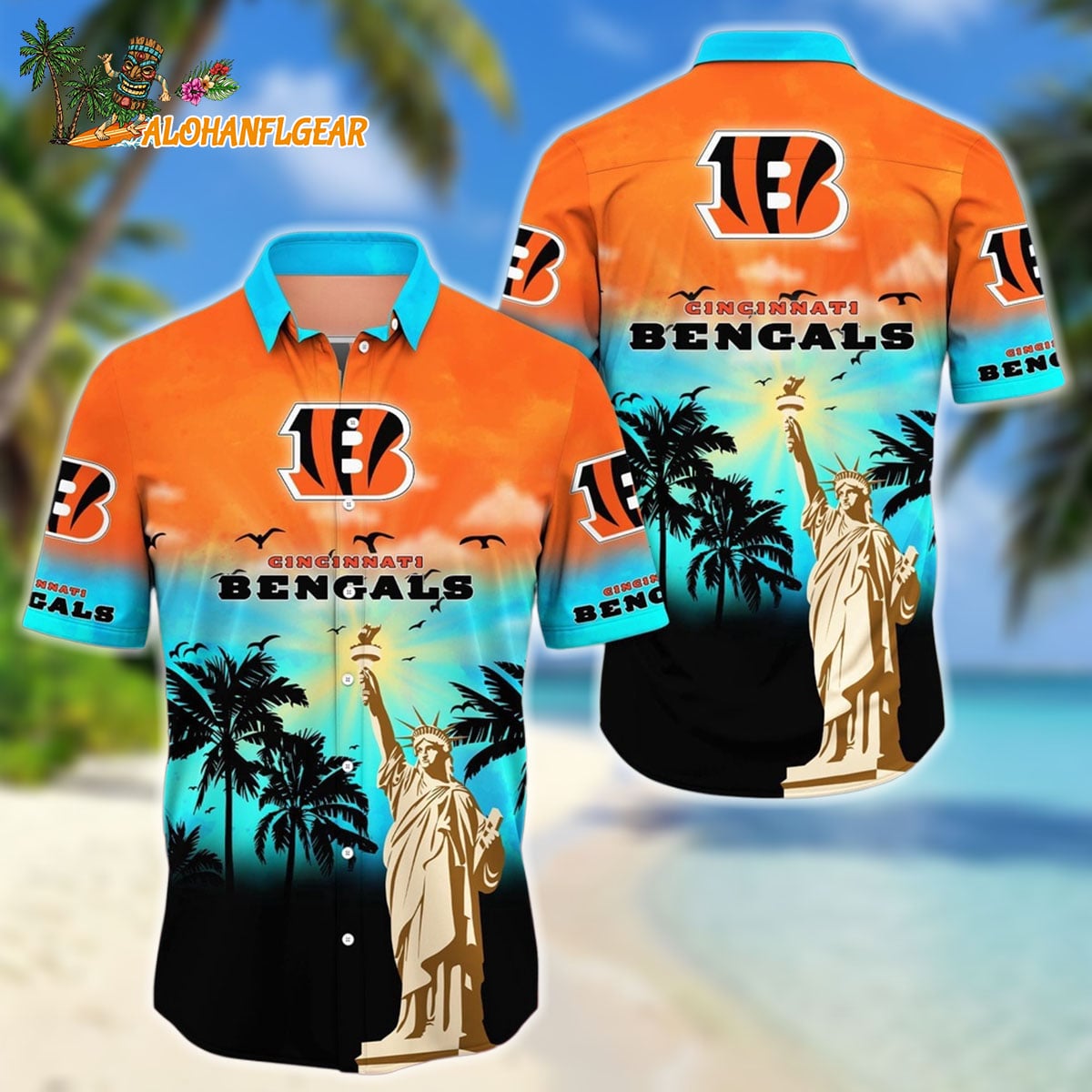 NFL Cincinnati Bengals Hawaii Shirt Statue Of Liberty Aloha Shirt
