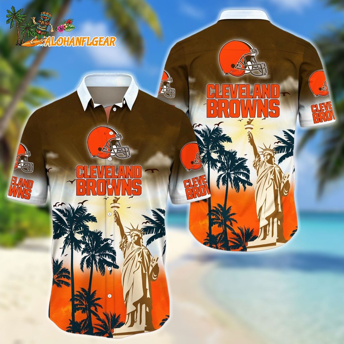NFL Cleveland Browns Hawaii Shirt Statue Of Liberty Aloha Shirt