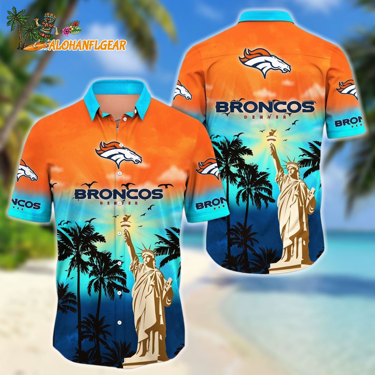 NFL Denver Broncos Hawaii Shirt Statue Of Liberty Aloha Shirt