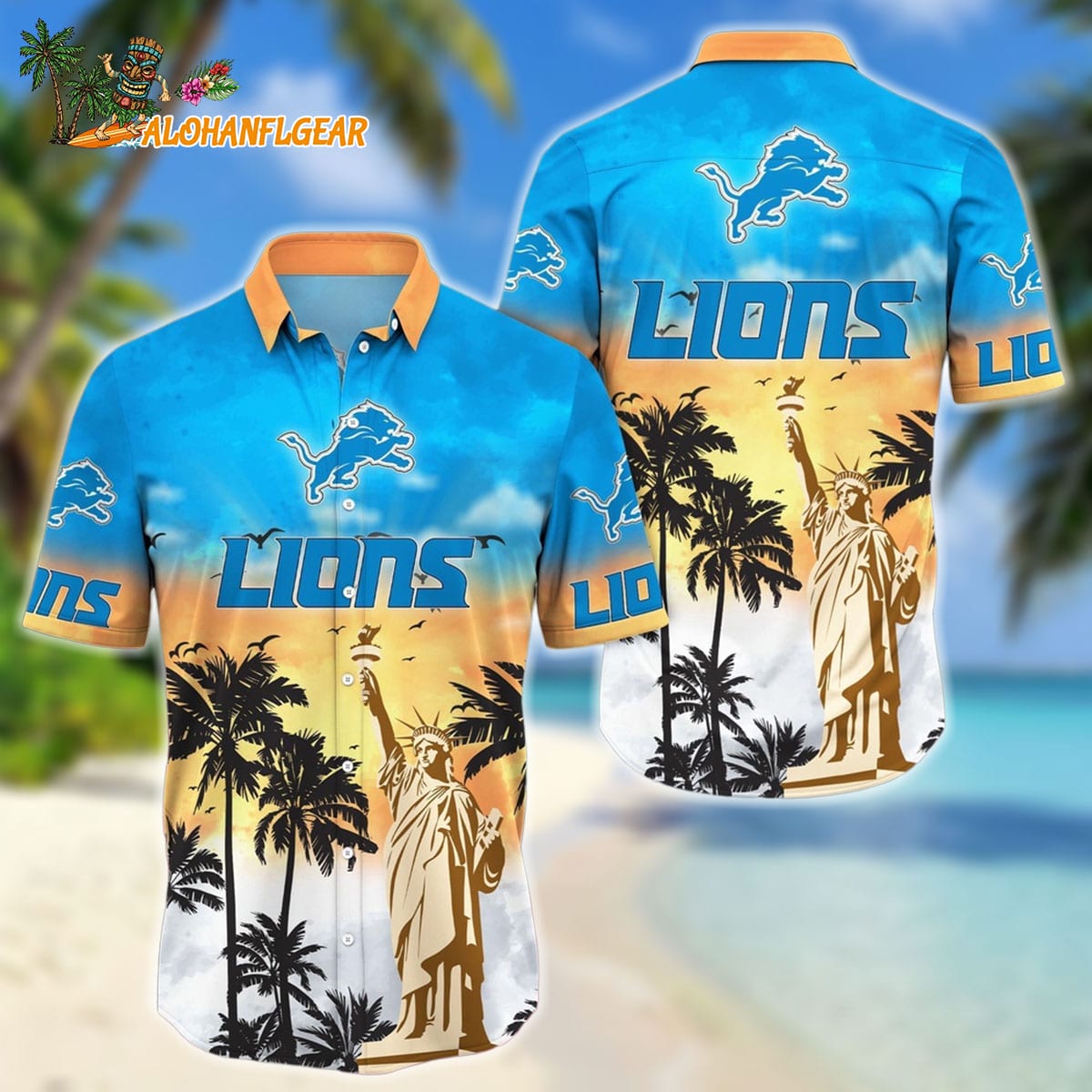 NFL Detroit Lions Hawaii Shirt Statue Of Liberty Aloha Shirt