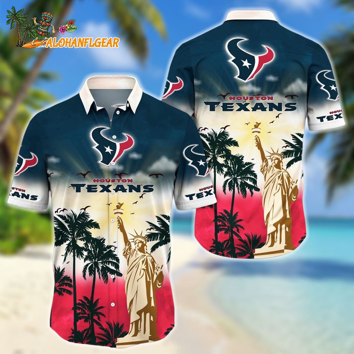 NFL Houston Texans Hawaii Shirt Statue Of Liberty Aloha Shirt