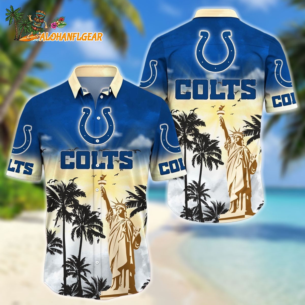 NFL Indianapolis Colts Hawaii Shirt Statue Of Liberty Aloha Shirt