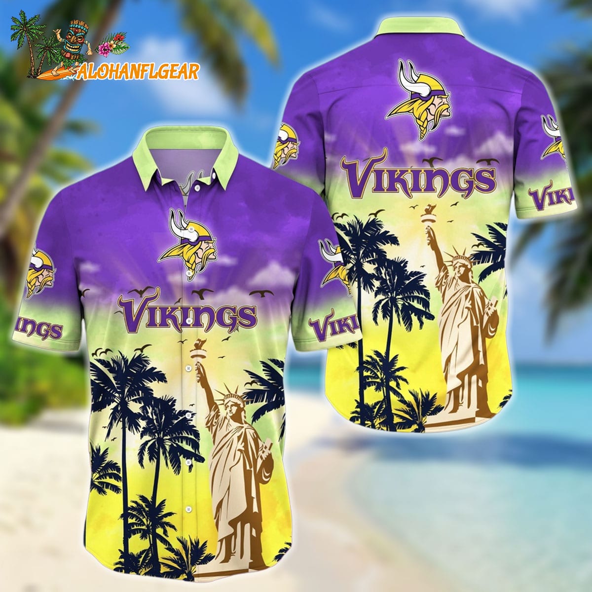 NFL Minnesota Vikings Hawaii Shirt Statue Of Liberty Aloha Shirt