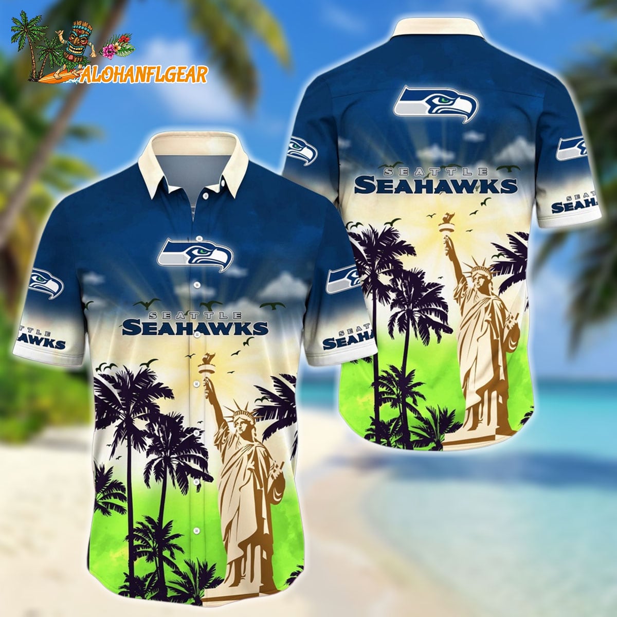 NFL Seattle Seahawks Hawaii Shirt Statue Of Liberty Aloha Shirt