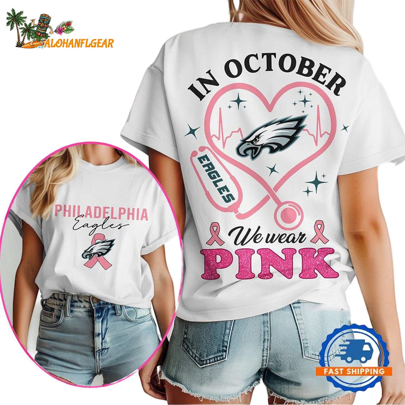 Philadelphia Eagles In October We Wear Pink Vintage T Shirt Philadelphia Eagles In October We Wear Pink Vintage T Shirt