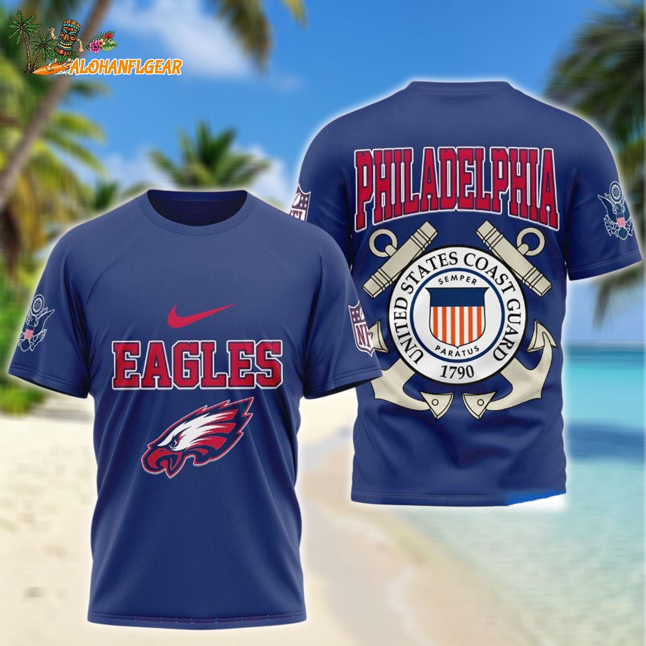 Philadelphia Eagles United States Coast Guard Limited 3D Shirt Philadelphia Eagles United States Coast Guard Limited 3D Shirt
