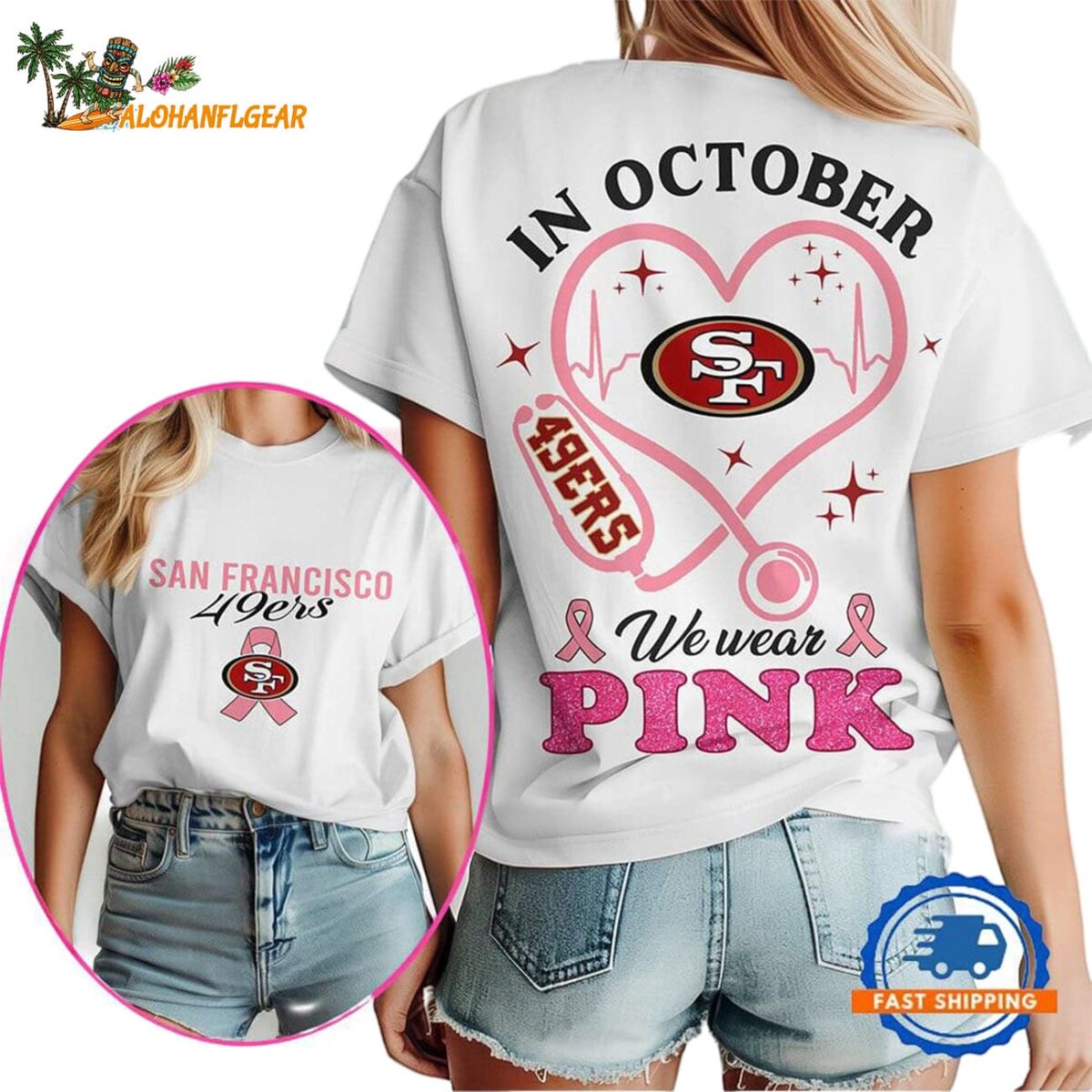 San Francisco 49ers In October We Wear Pink Vintage T Shirt