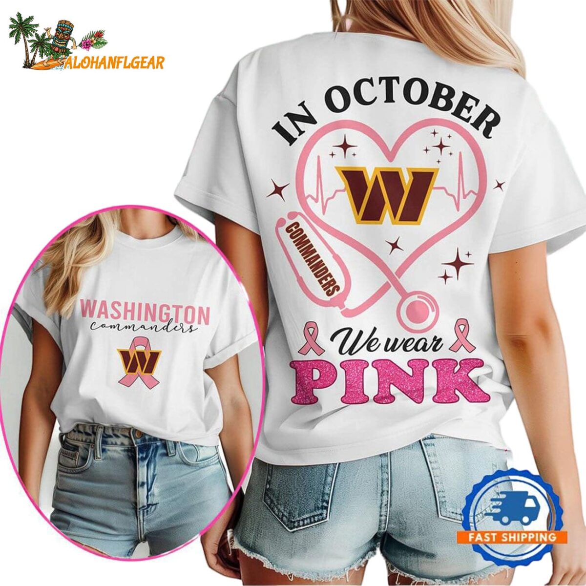 Washington Commanders In October We Wear Pink Vintage T Shirt