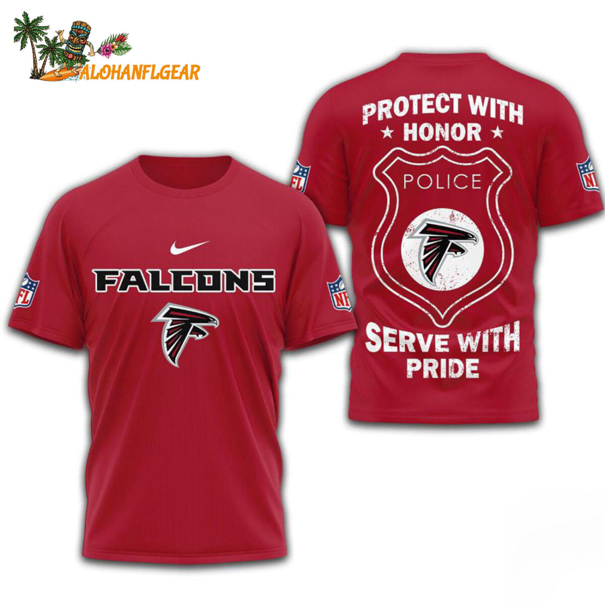 Atlanta Falcons Protech With Honor Police Serve With Pride 3D T Shirt