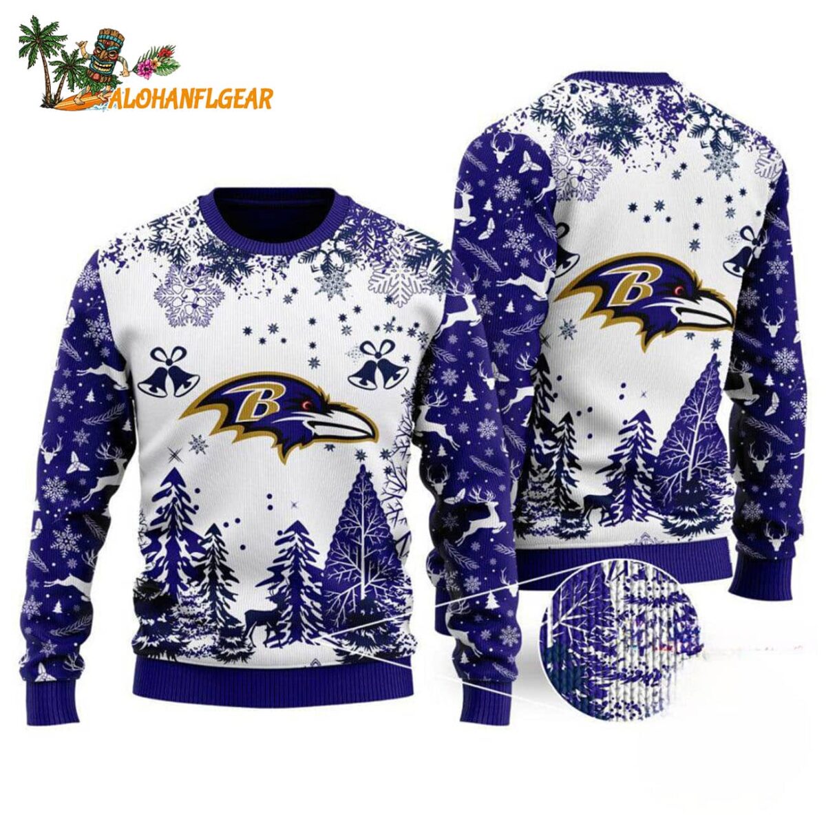 Baltimore Ravens Logo Football Team Special Xmas Tree Christmas Ugly Sweater