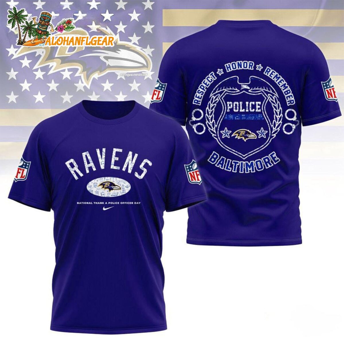 Baltimore Ravens National Thank A Police Officer Day Unisex 3D T Shirt