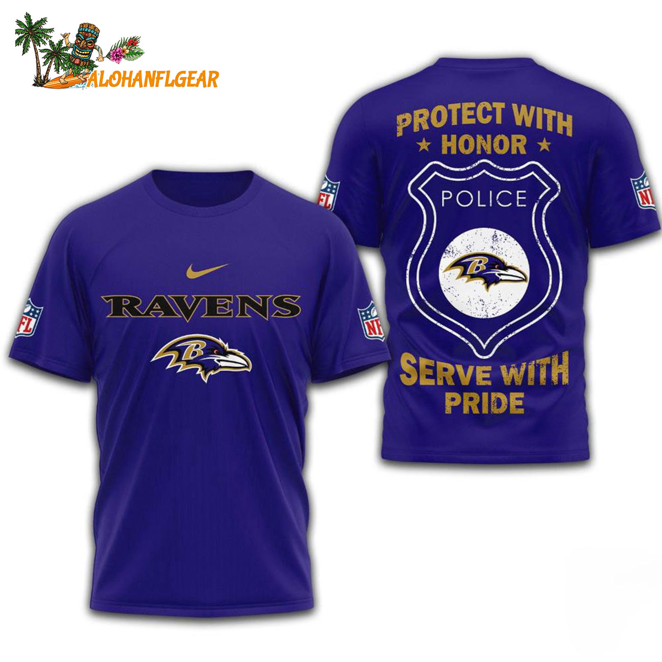 Baltimore Ravens Protech With Honor Police Serve With Pride 3D T-Shirt Baltimore Ravens Protech With Honor Police Serve With Pride 3D T-Shirt
