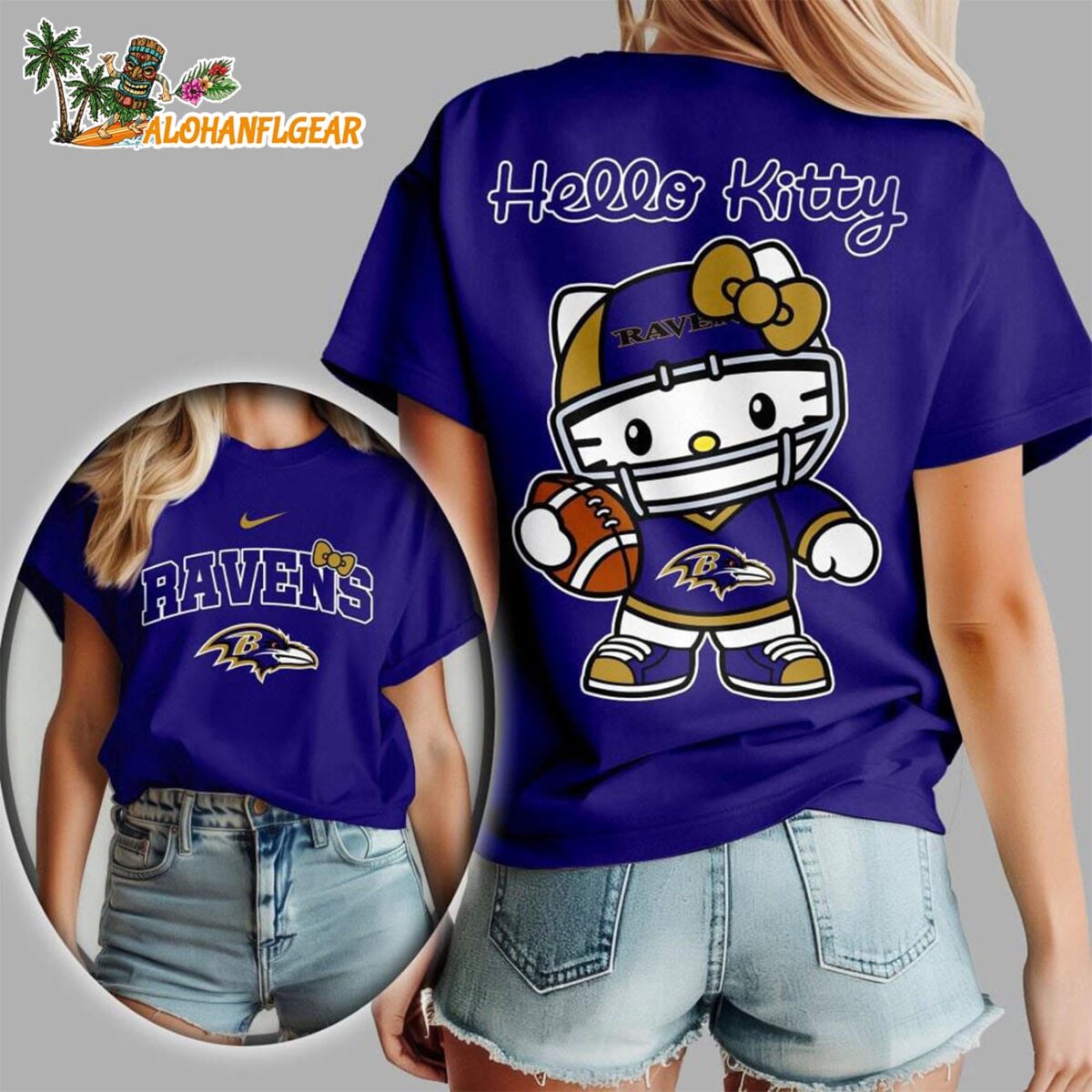 Baltimore Ravens X Hello Kitty All Over Print T Shirt