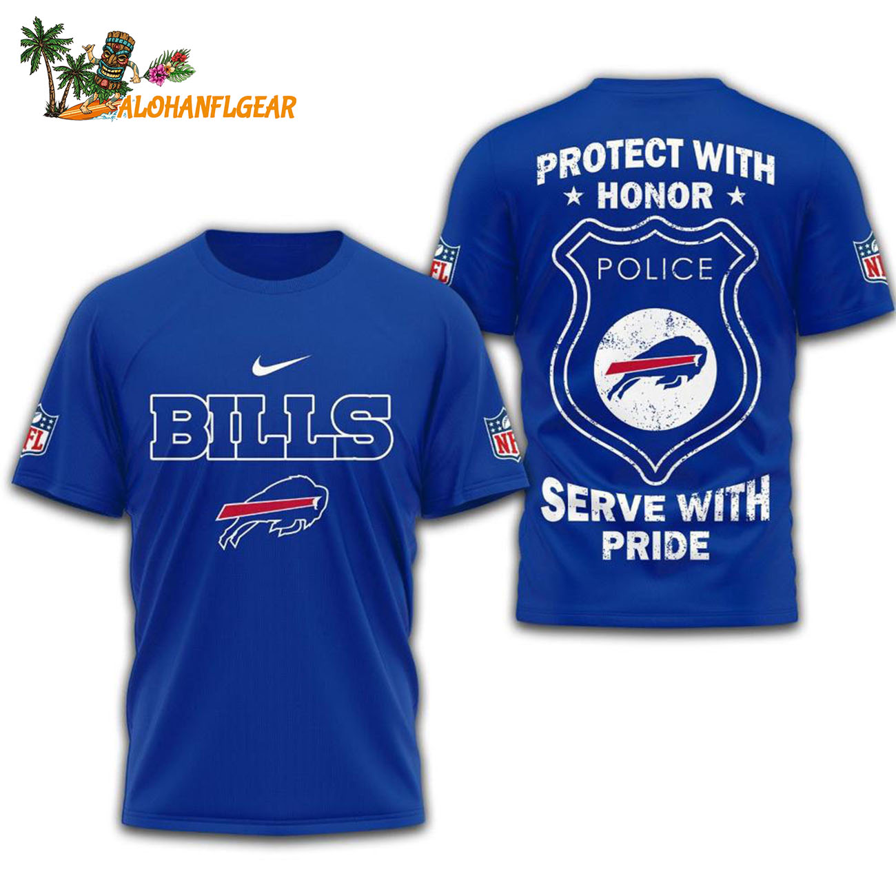 Buffalo Bills Protech With Honor Police Serve With Pride 3D T-Shirt Buffalo Bills Protech With Honor Police Serve With Pride 3D T-Shirt