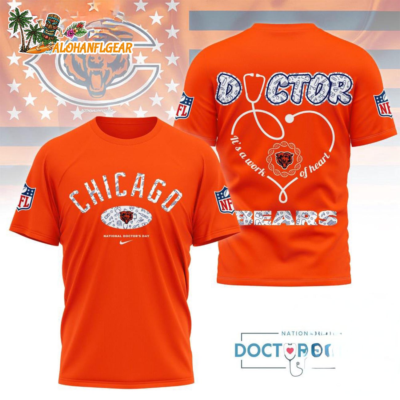 Chicago Bears National Doctors Day Unisex 3D T-Shirt Chicago Bears National Doctors Day Unisex 3D T-Shirt