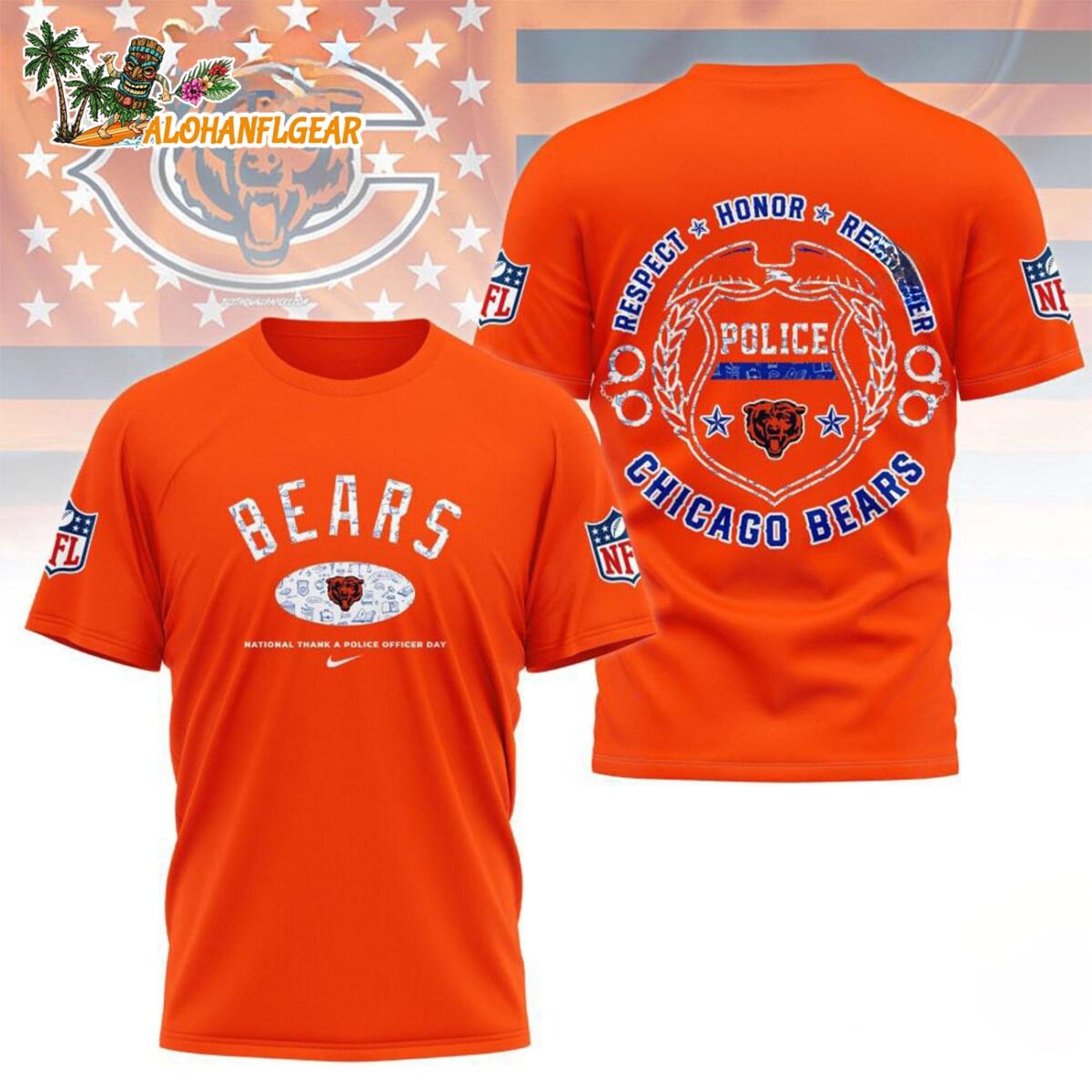 Chicago Bears National Thank A Police Officer Day Unisex 3D T Shirt