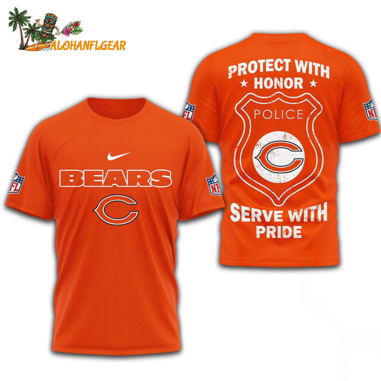 Chicago Bears Protech With Honor Police Serve With Pride 3D T-Shirt Chicago Bears Protech With Honor Police Serve With Pride 3D T-Shirt