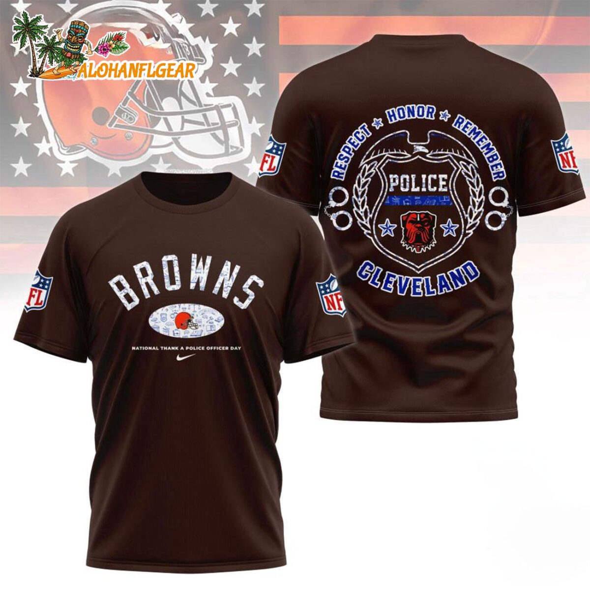 Cleveland Browns National Thank A Police Officer Day Unisex 3D T Shirt