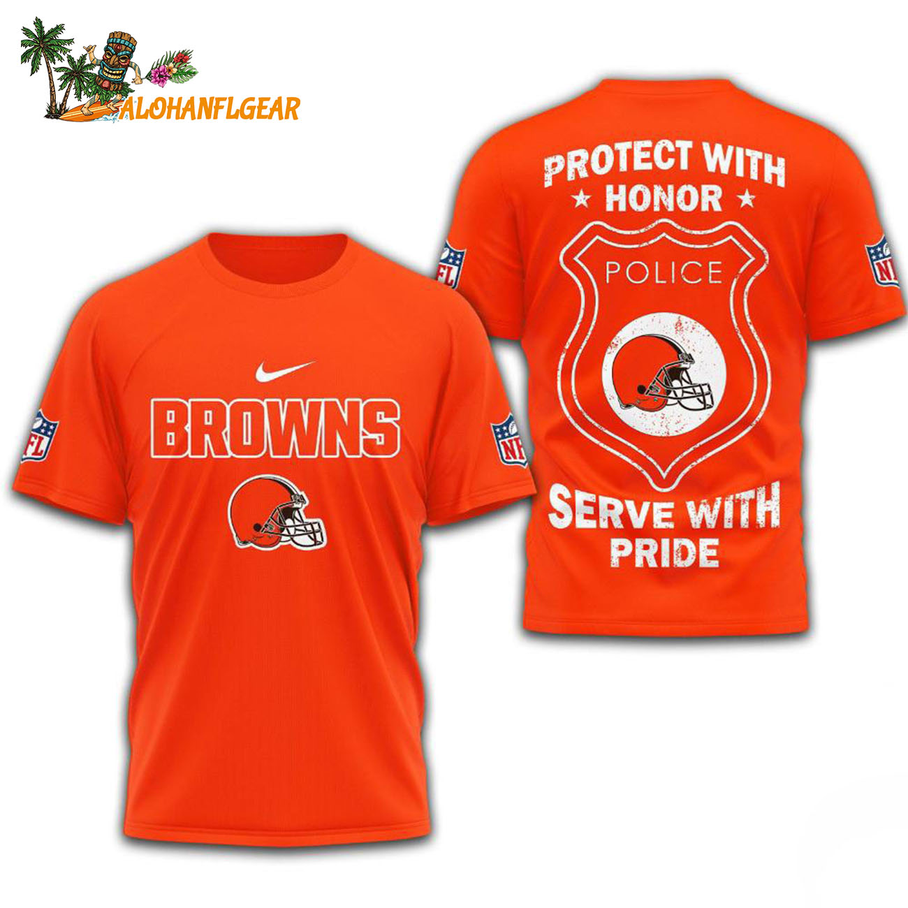 Cleveland Browns Protech With Honor Police Serve With Pride 3D T-Shirt Cleveland Browns Protech With Honor Police Serve With Pride 3D T-Shirt