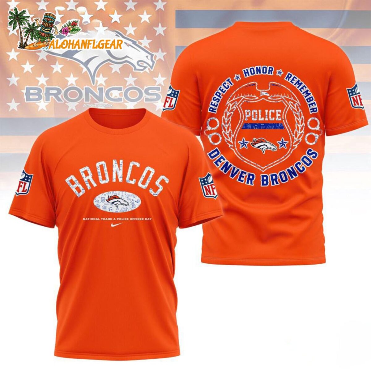Denver Broncos National Thank A Police Officer Day Unisex 3D T Shirt