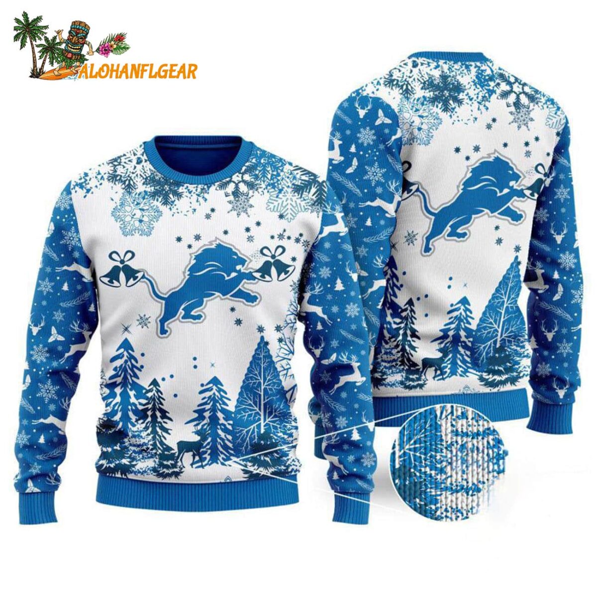 Detroit Lions Logo Football Team Special Xmas Tree Christmas Ugly Sweater