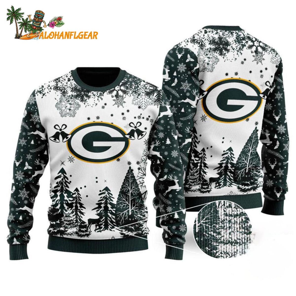 Green Bay Packers Logo Football Team Special Xmas Tree Christmas Ugly Sweater
