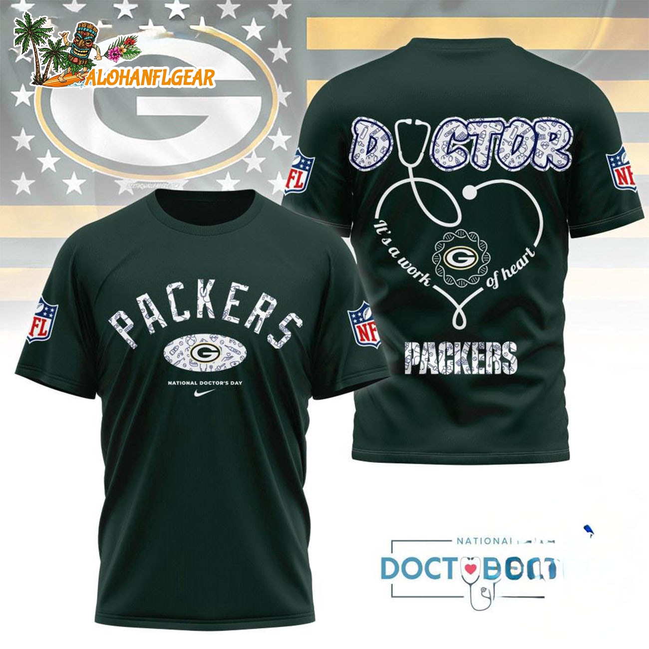 Green Bay Packers National Doctors Day Unisex 3D T-Shirt Green Bay Packers National Doctors Day Unisex 3D T-Shirt