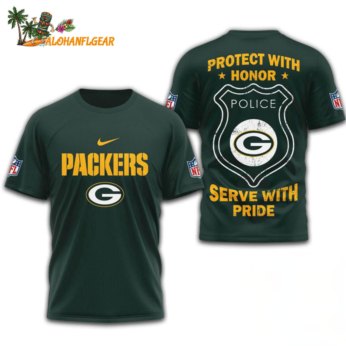 Green Bay Packers Protech With Honor Police Serve With Pride 3D T Shirt