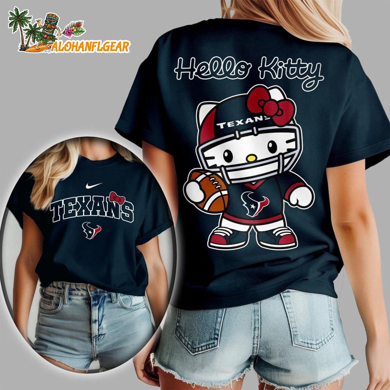 Houston Texans X Hello Kitty All Over Print T-Shirt Houston Texans X Hello Kitty All Over Print T-Shirt