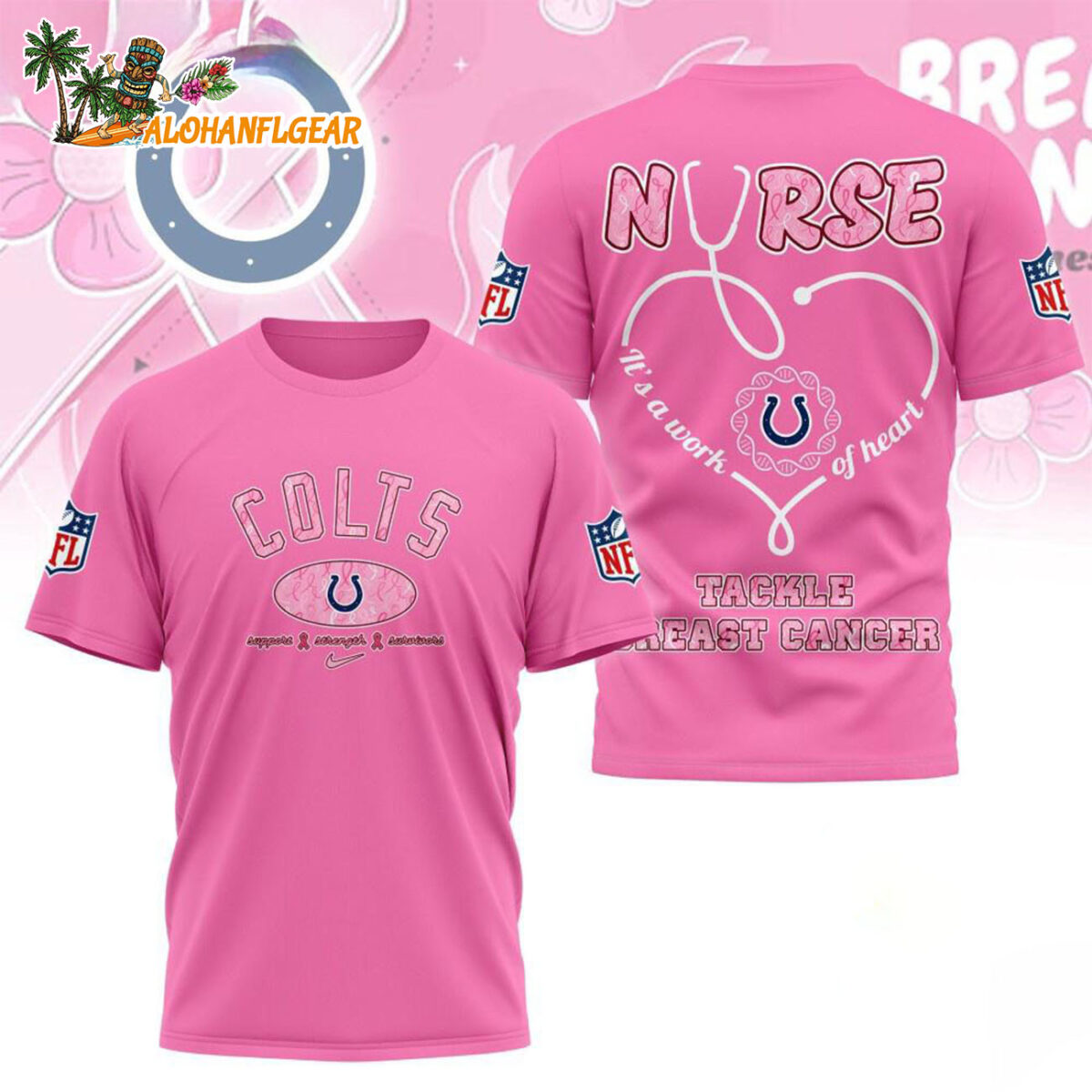 Indianapolis Colts Nurse Breast Cancer Awareness Limited Ediition 3D T Shirt