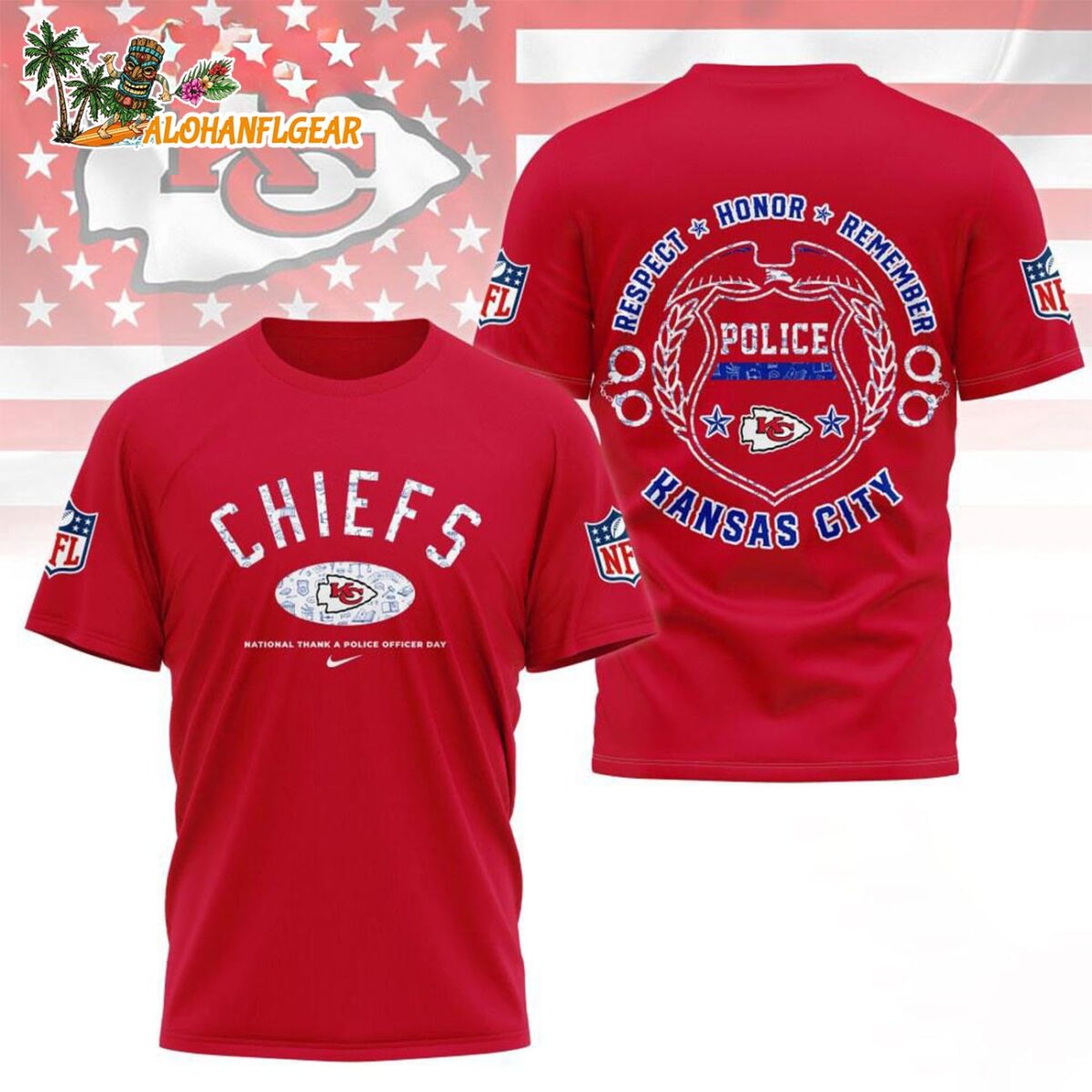 Kansas City Chiefs National Thank A Police Officer Day Unisex 3D T Shirt