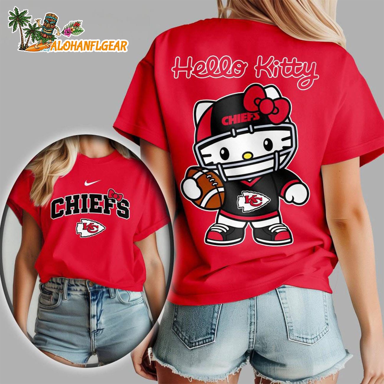 Kansas City Chiefs X Hello Kitty All Over Print T-Shirt Kansas City Chiefs X Hello Kitty All Over Print T-Shirt
