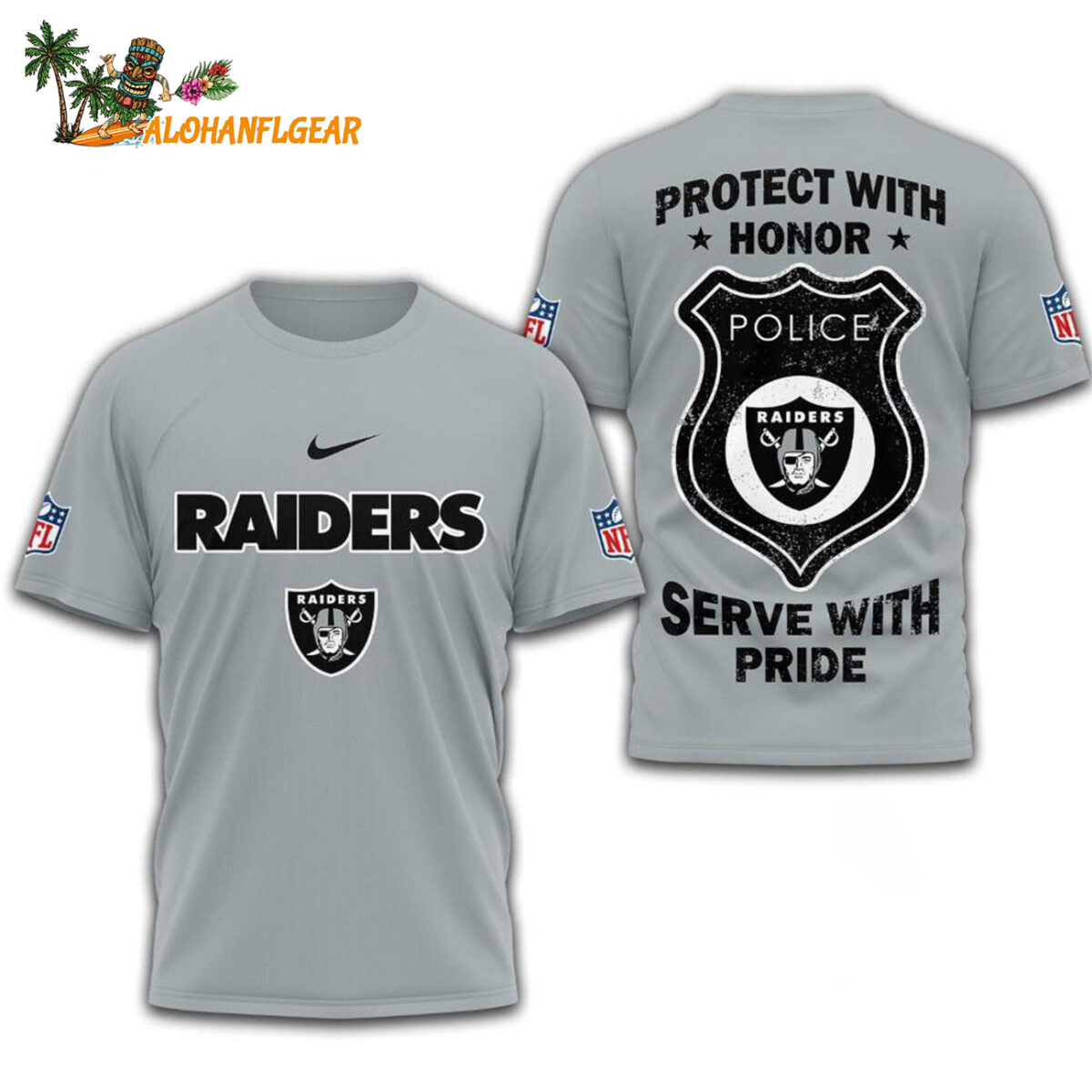Las Vegas Raiders Protech With Honor Police Serve With Pride 3D T Shirt